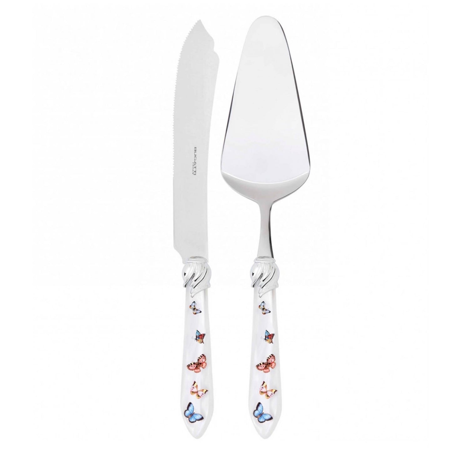 Butterflies 2 Piece Cake Serving Set White