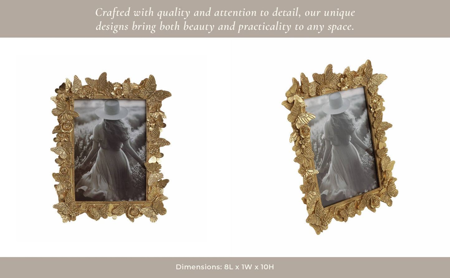 5 in. x 7 in. Gold Resin Butterflies Photo Frame