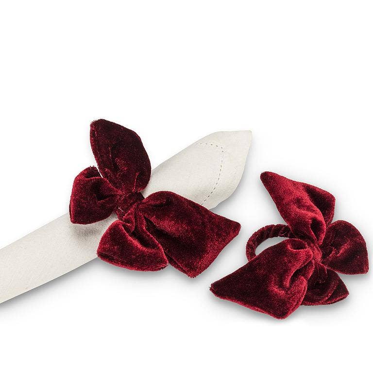 Burgundy Velvet Bow Napkin Ring