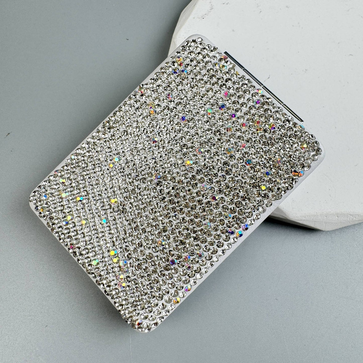 Square Rhinestone Folding Makeup Mirror