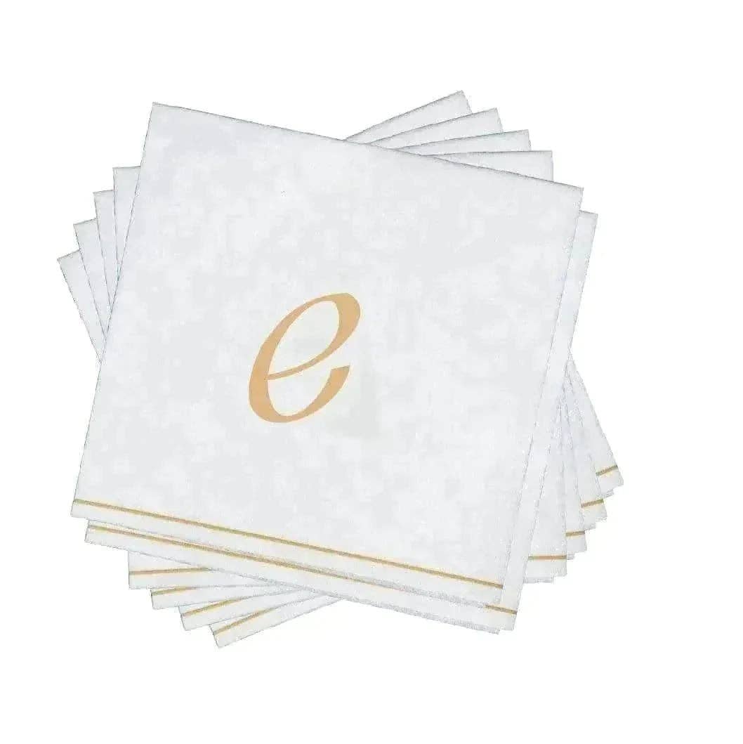 White and Gold Hebrew SHIN Paper Cocktail Napkins- 16 Napkins