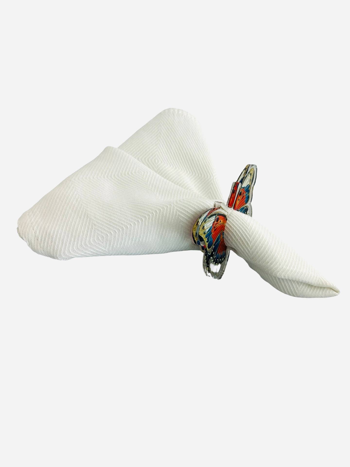 Acrylic Napkin Ring - Orange Butterfly Set of 4