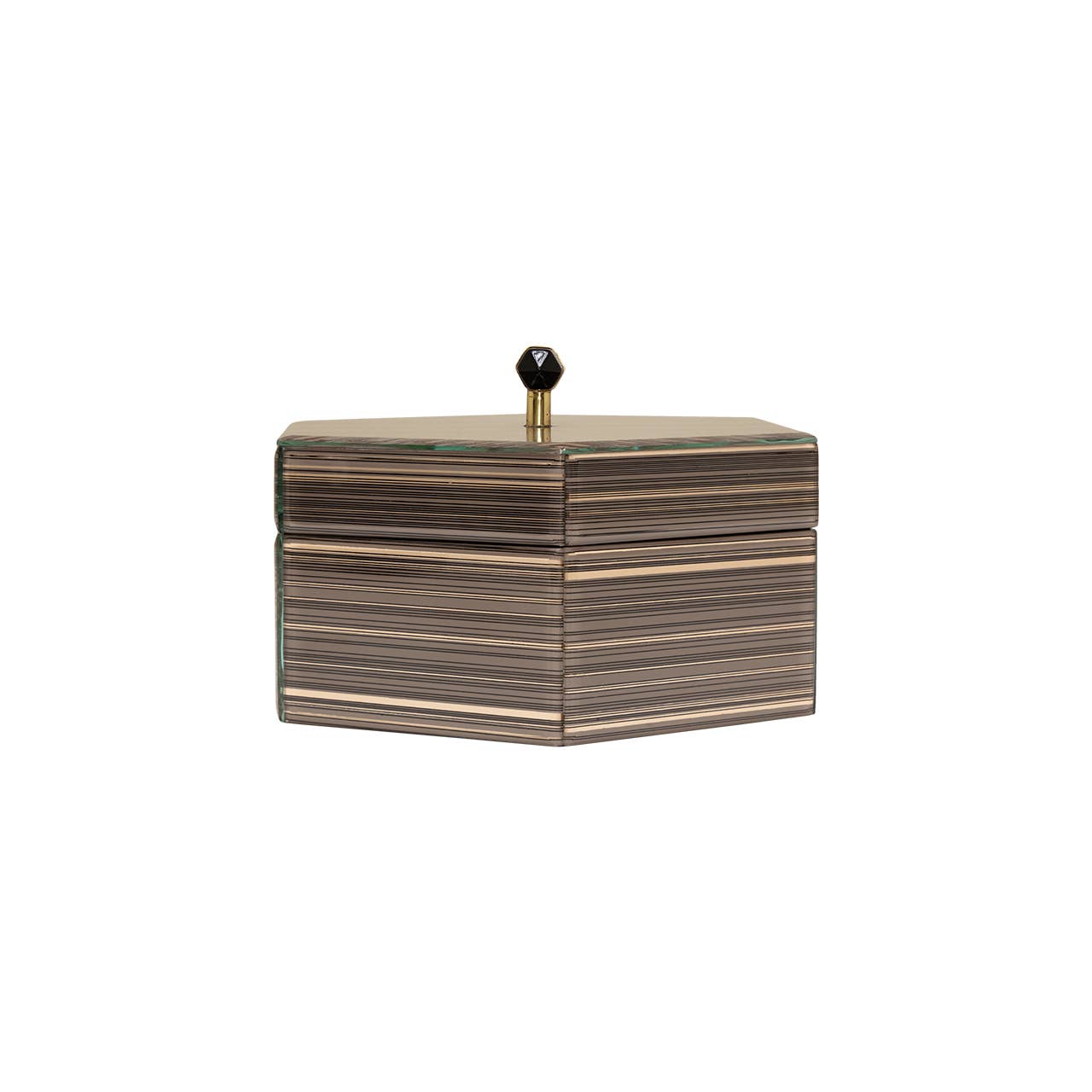 Brown Hexagon Decorative Box, 9"L