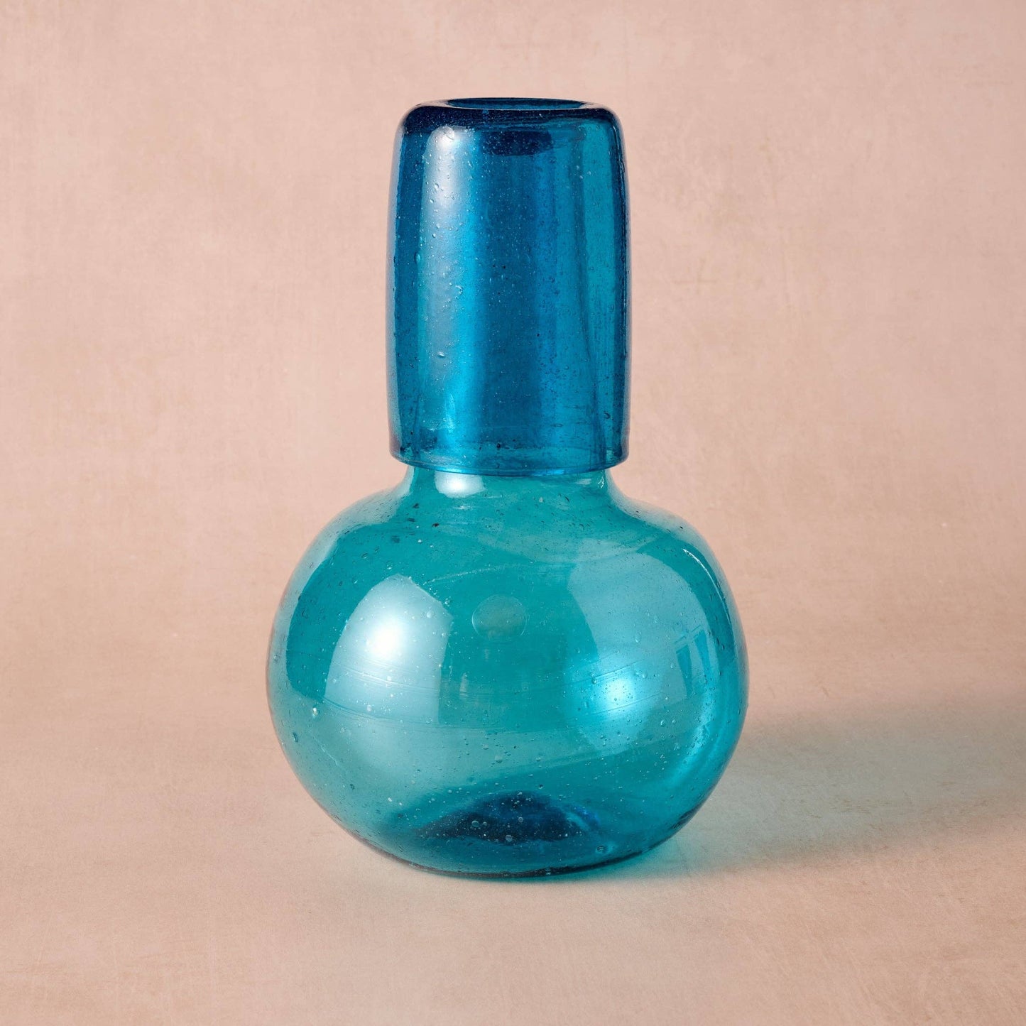 Blue Handblown Glass Carafe and Cup Set from Egypt