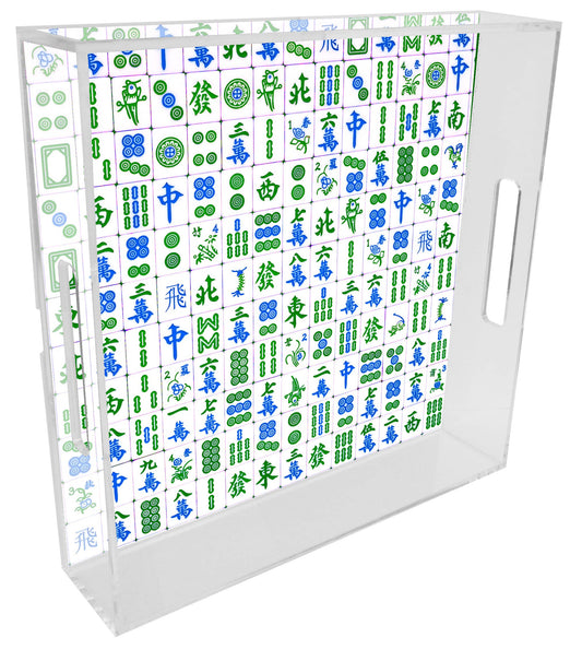 Blue & Green Mahjong Lucite Serving Tray