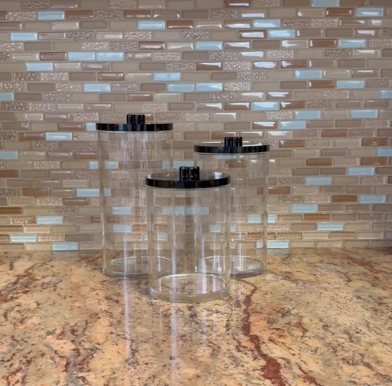 SET OF 3 CRYSTAL JARS WITH BUTTERFLY SIZE S, SIZE M AND SIZE L