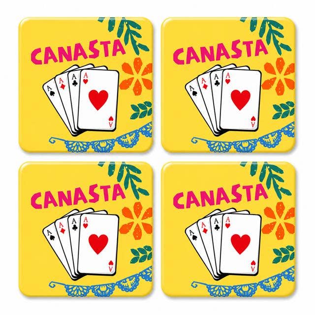 Yellow Canasta Giftable Glass Coasters (each coaster)