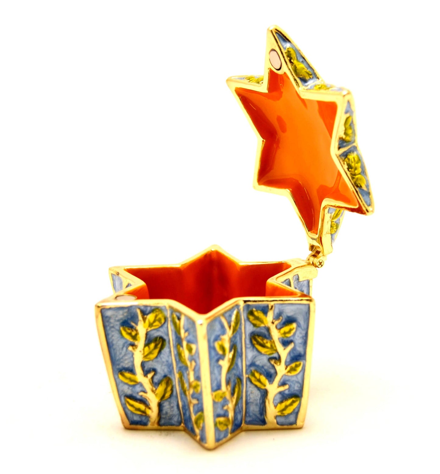 Star of David Trinket Box. Hand Painted Enamel & Swarovski