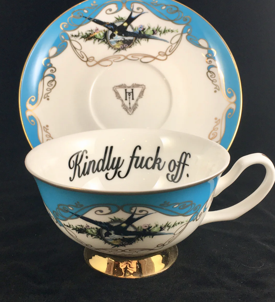 Aqua Havisham Kindly fuck off teacup and saucer