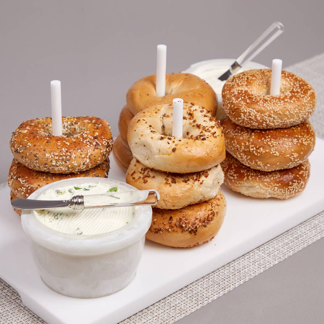 Bagels on Board White Brunch Tray - Acrylic