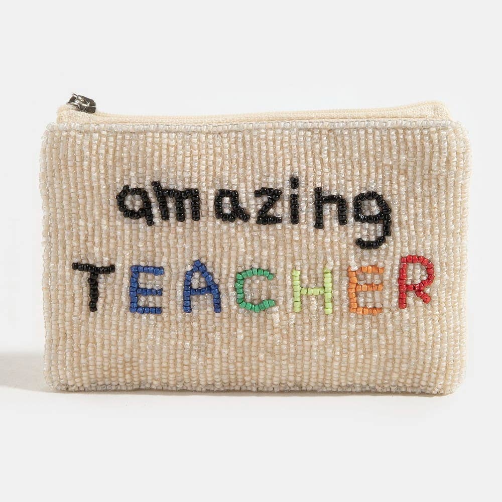 Amazing Teacher Seed Beaded Coin Purse