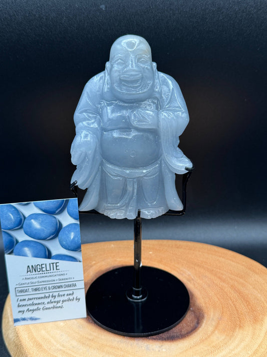 Angelite Happy Laughing Buddha carving G661C