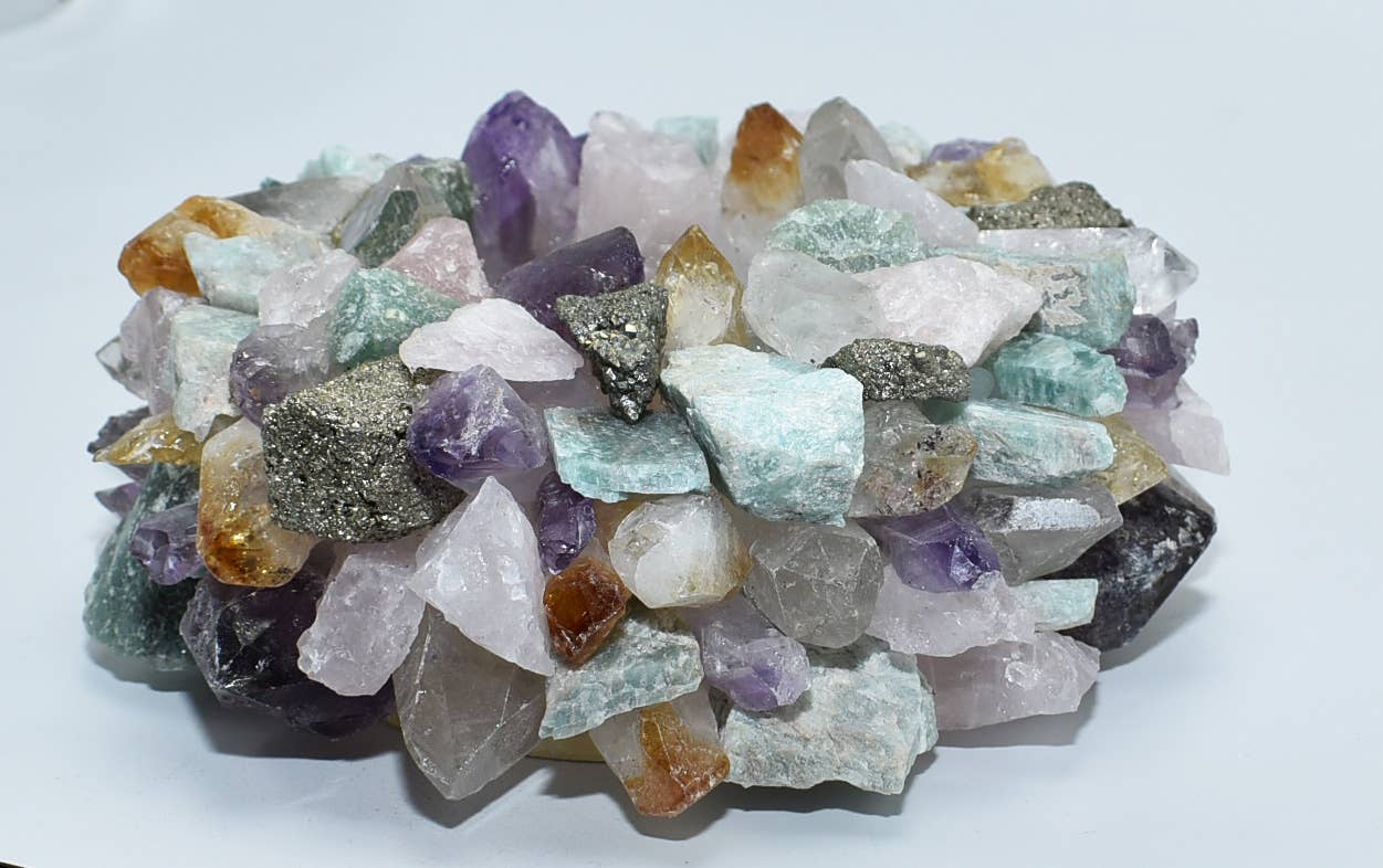 Natural Mixed Stones Votive Candle Holder