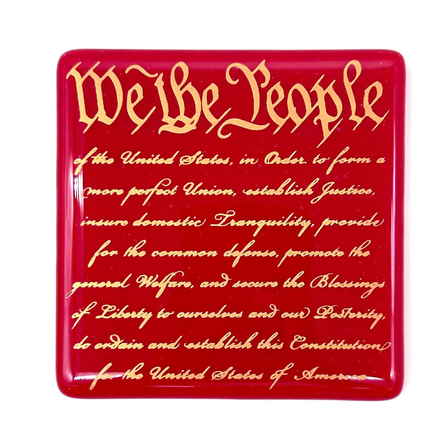We The People Handmade 4" Handmade Fused Glass Coaster