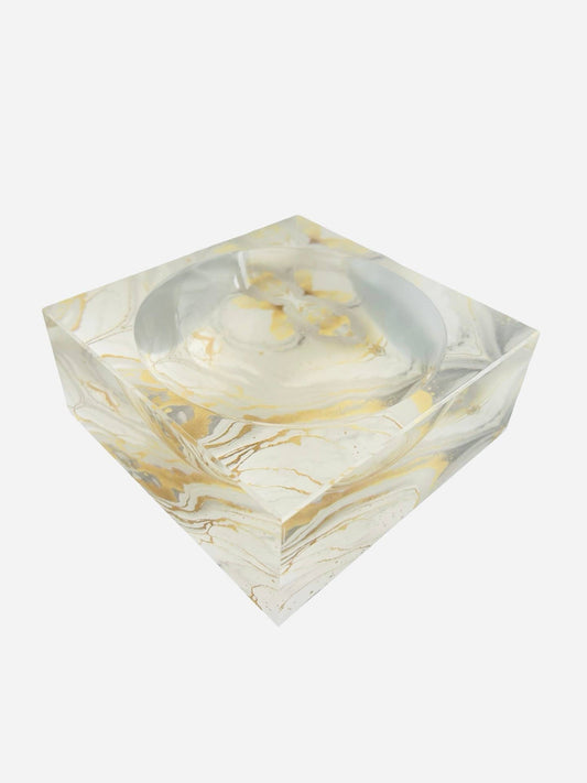 Lucite Candy Dish - Golden Brush