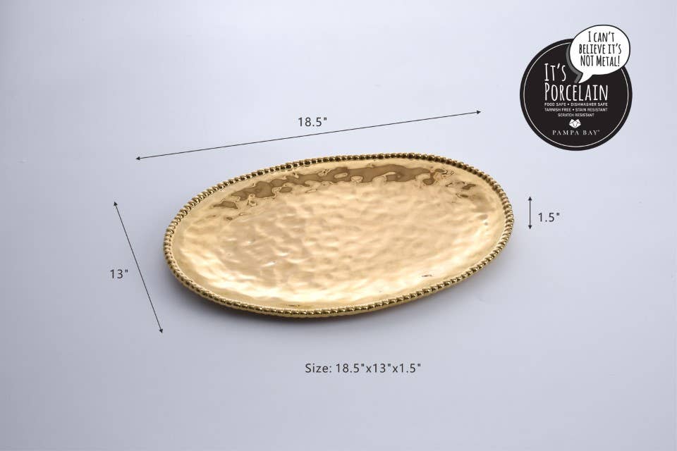 Large Gold Porcelain Oval Platter