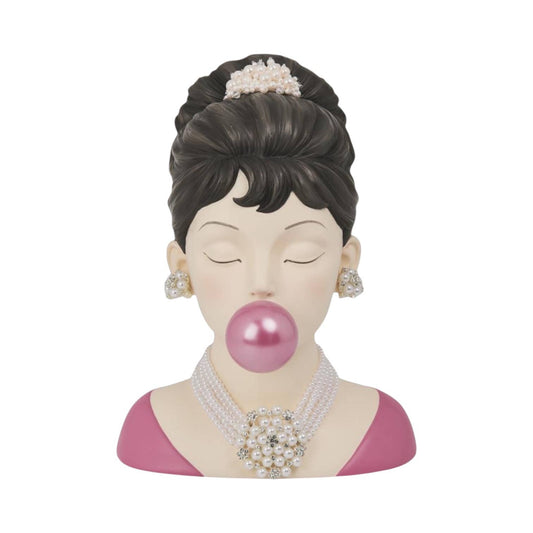 12in Pink Bublegum Girl Head Vase