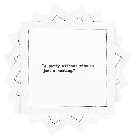 Wine Quotes - White Cotton Cocktail Napkins x 50