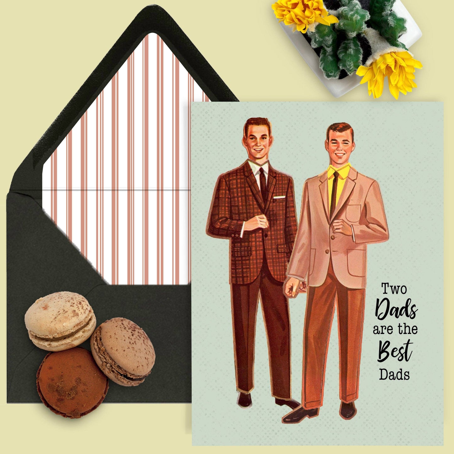 Two Dads are the Best Dads Vintage Greeting Card