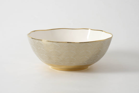 White and Gold Porcelain Bowl-Large