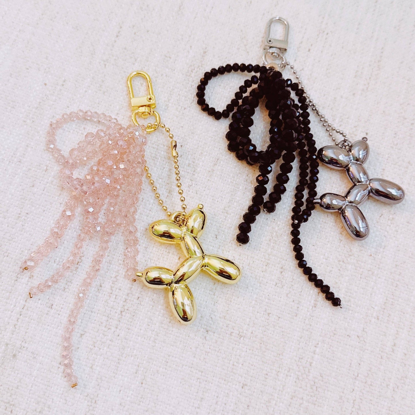 Balloon Dog Bag Charm With Beaded Bow