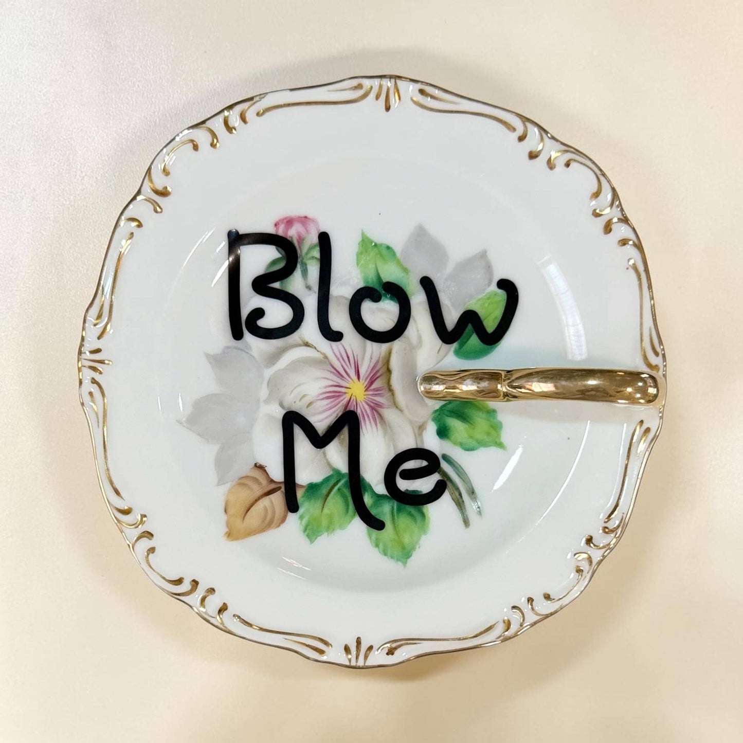 Blow Me Vintage Plate