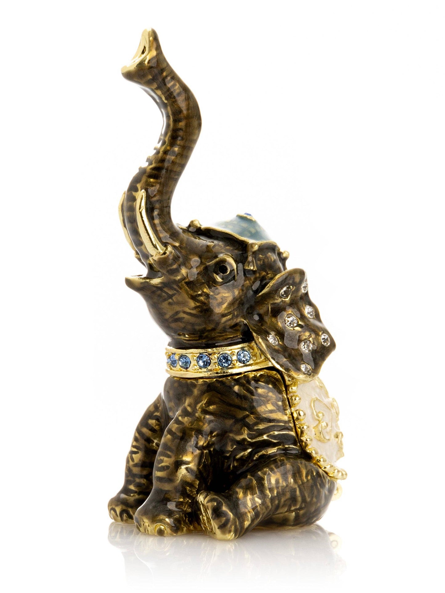 Elephant Brown and Gold Trinket Box