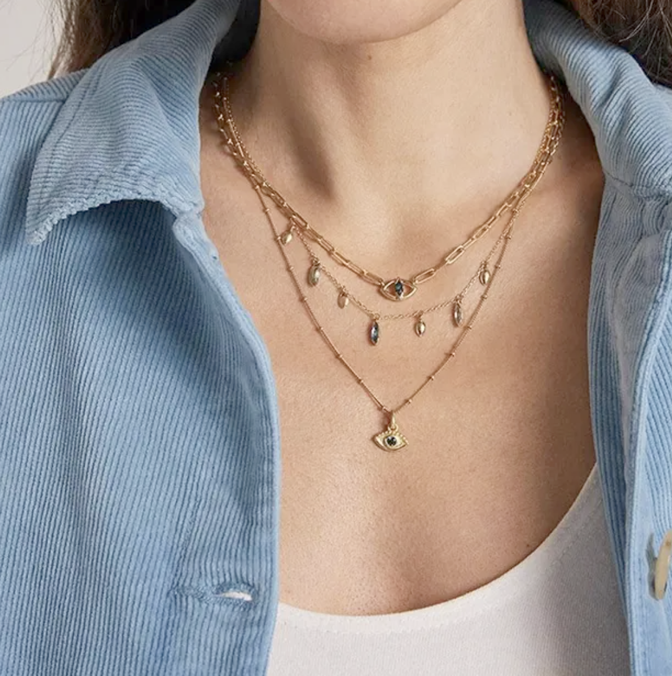 Evil Eye Sapphire  Necklace