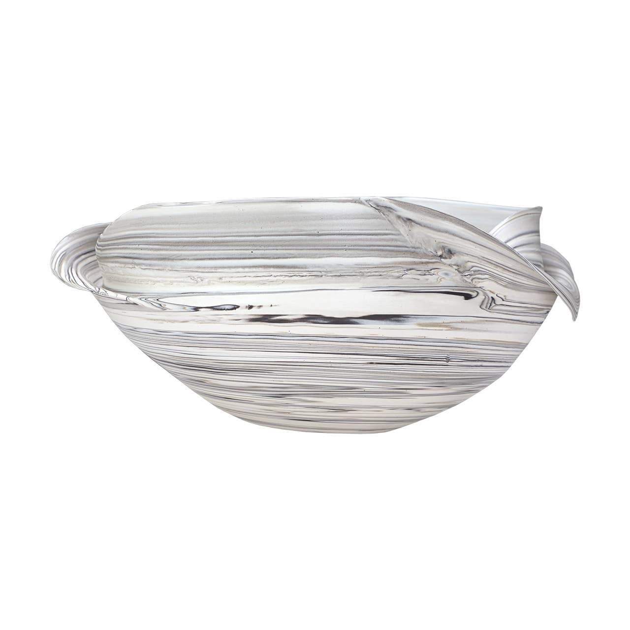 Large Ceramic Swirled Decorative Bowl, 7.5"h