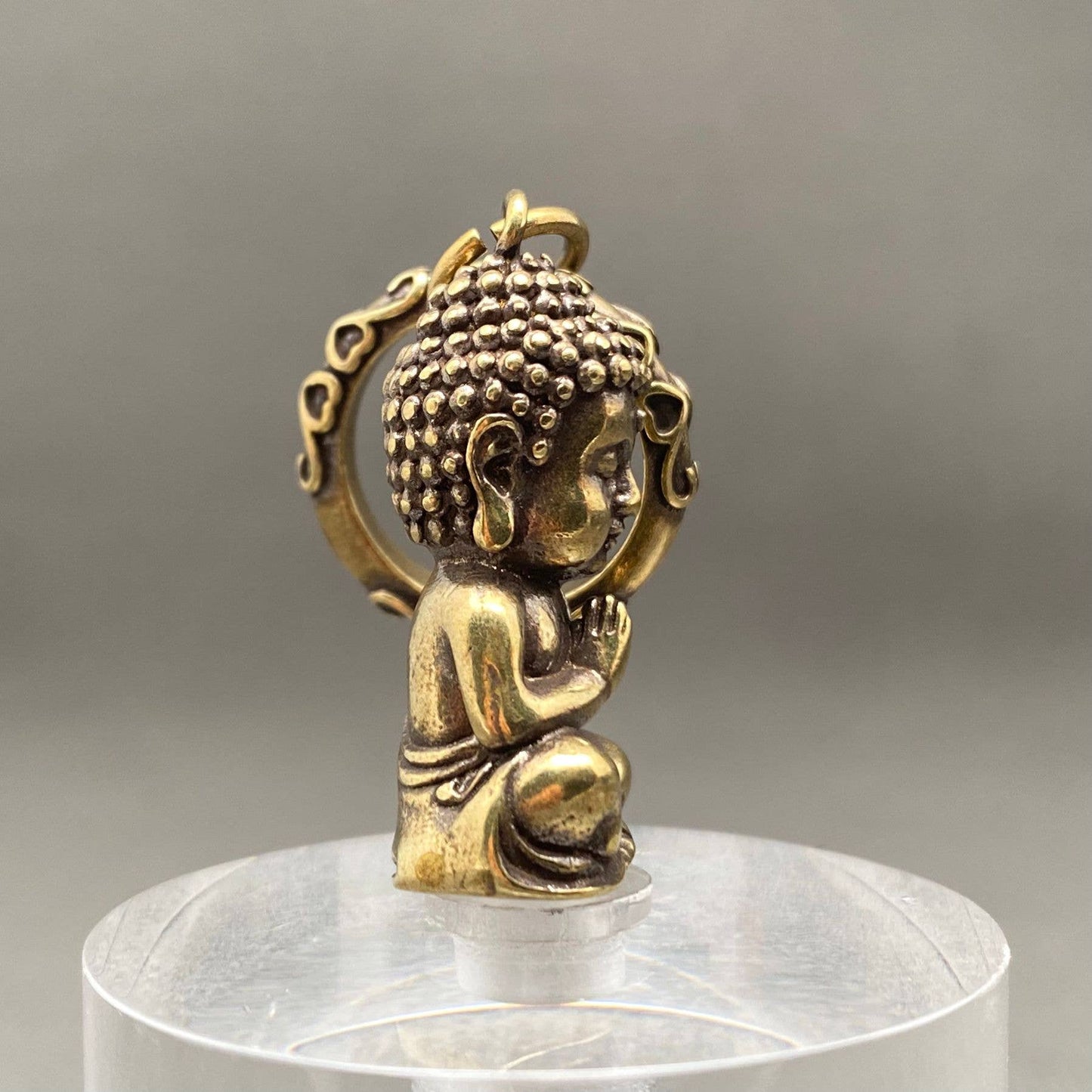 Brass Buddha Statue Keychain Pendant