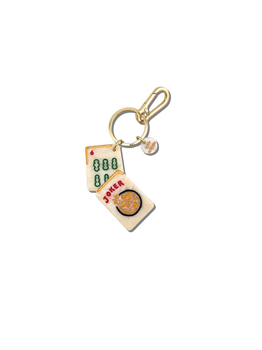 Hand-painted Mahjong Bag Charm + Keychain | Eco-Friendly