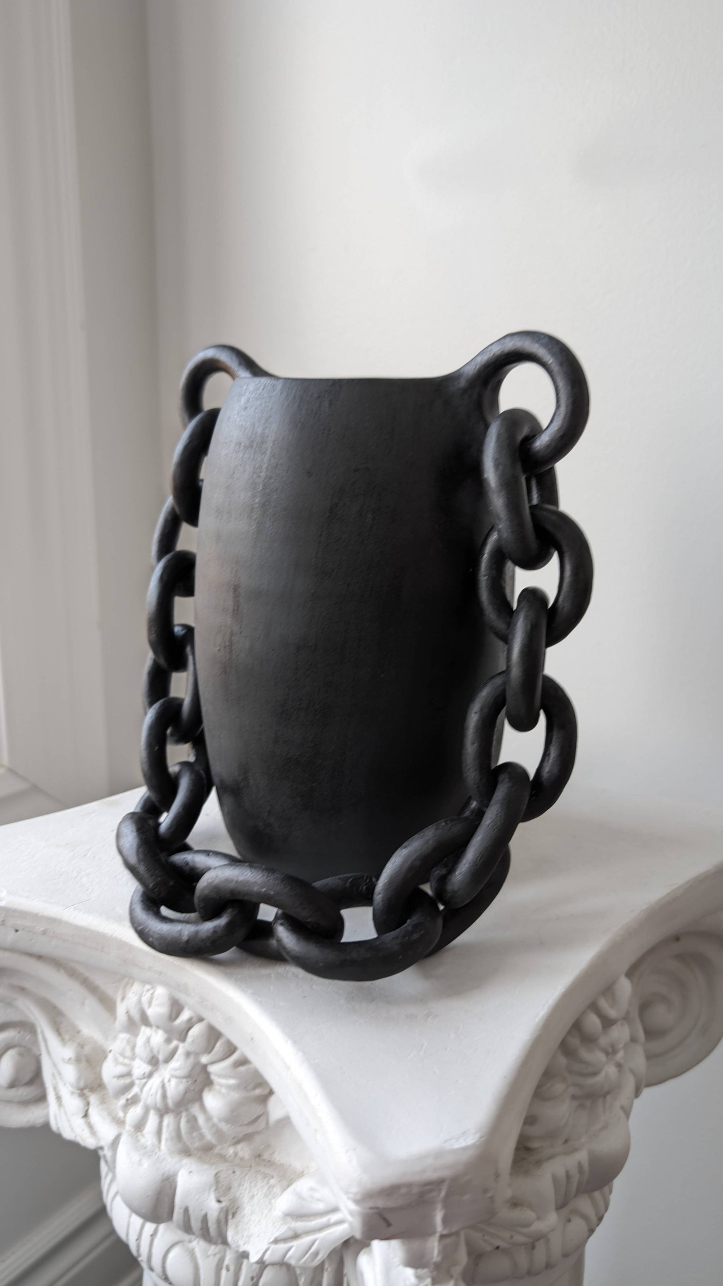 Handmade ceramic vase, black pottery vessel (one of a kind)
