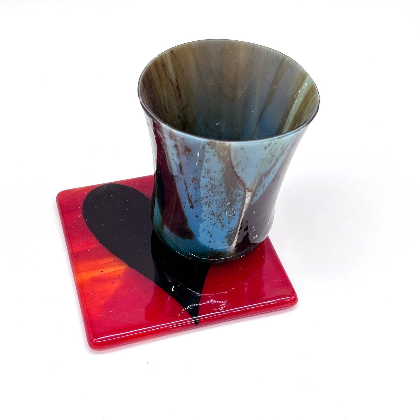 Black Heart Fused Glass 4" Single Coaster