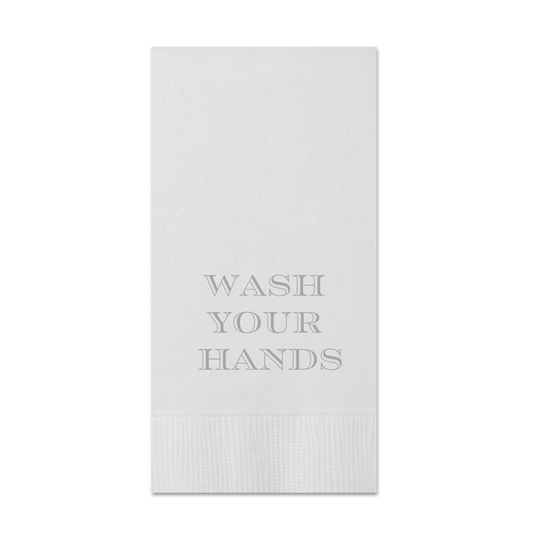 Wash Your Hands Guest Towel, Grey Font
