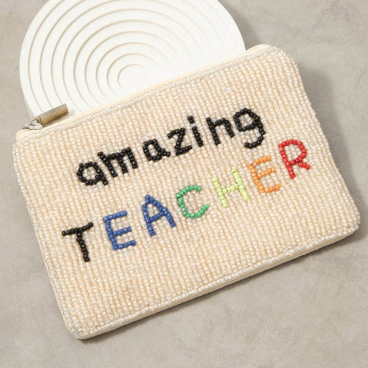 Amazing Teacher Seed Beaded Coin Purse