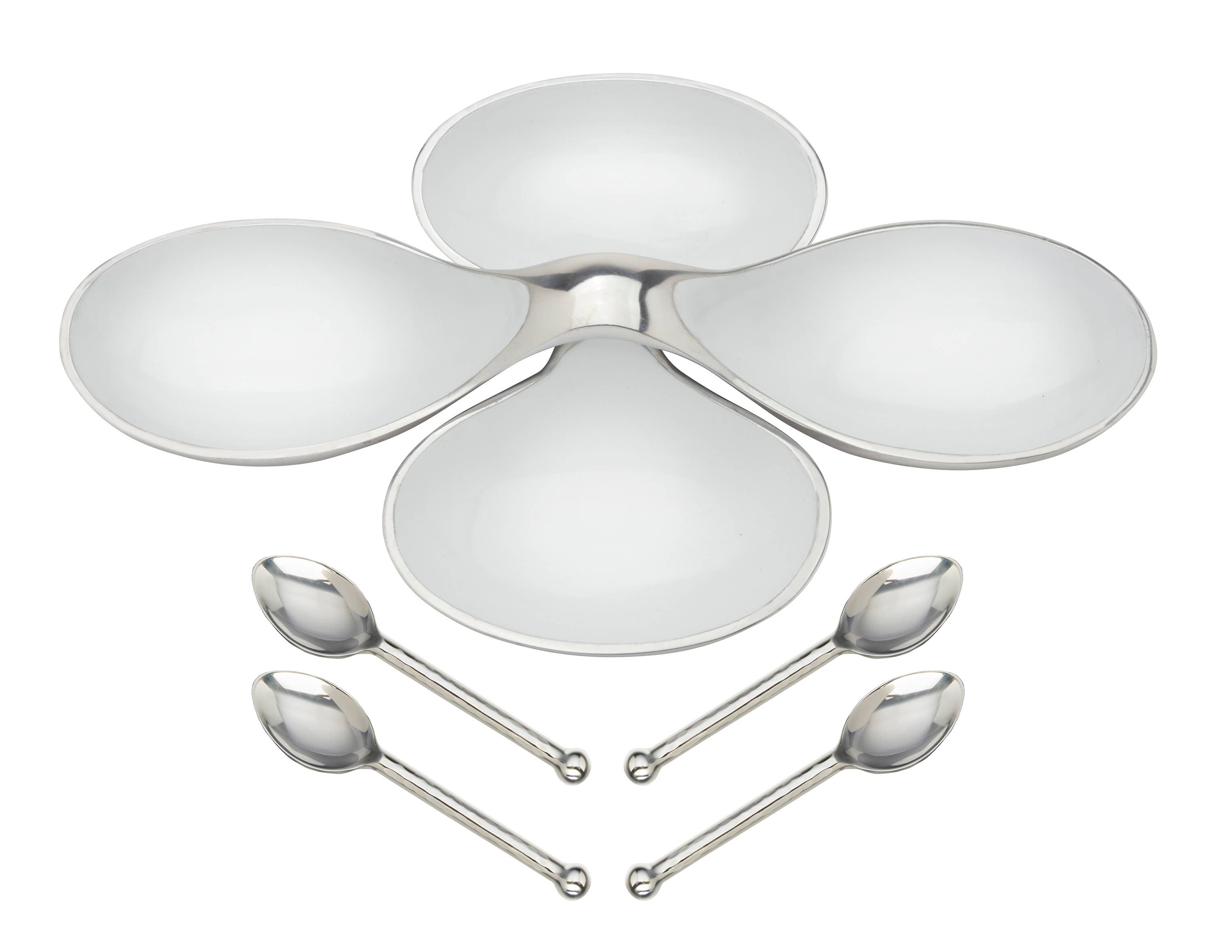 White Helix Bowls with 4 Simple Spoons - Thumbnail 2