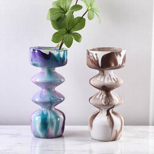 Marble Effect Candle Holder Vase | Hydroponic Flower Vase