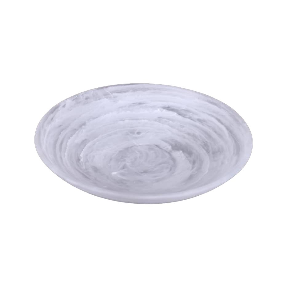 Resin White Swirl Salad Bowl (Shallow)