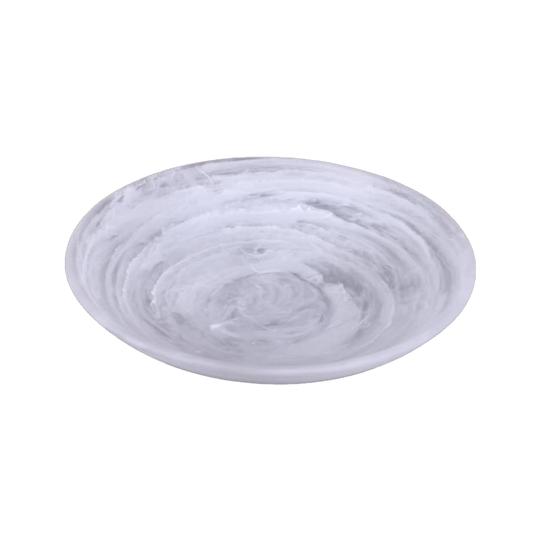 Resin White Swirl Salad Bowl (Shallow)