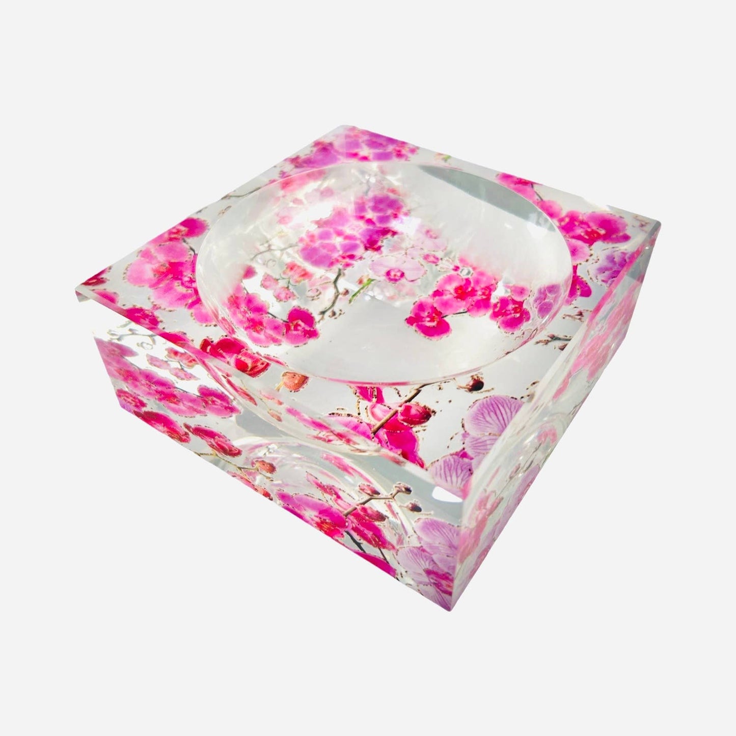Lucite Candy Dish - Garden Pink