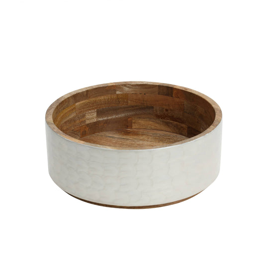 White Pearl Wood Salad Bowl