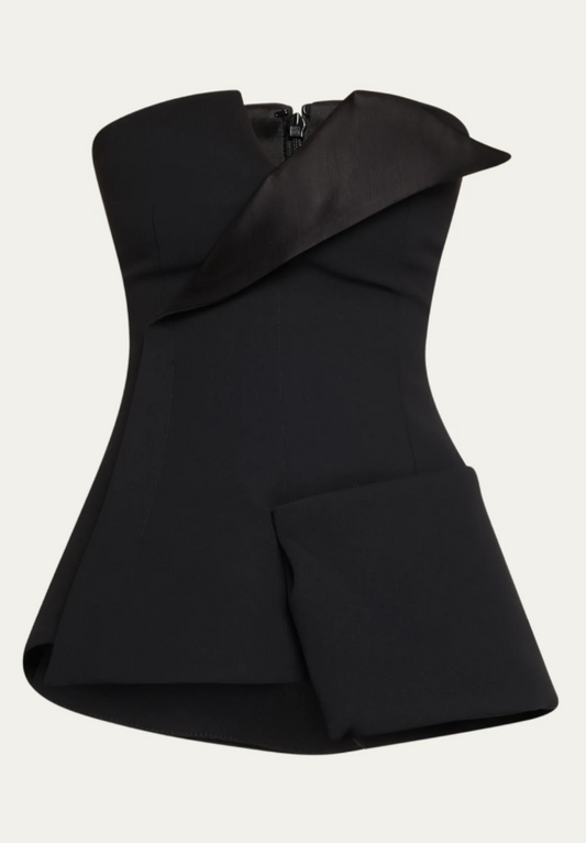 Corseted Tuxedo Top in Black by A.W.A.K.E. MODE