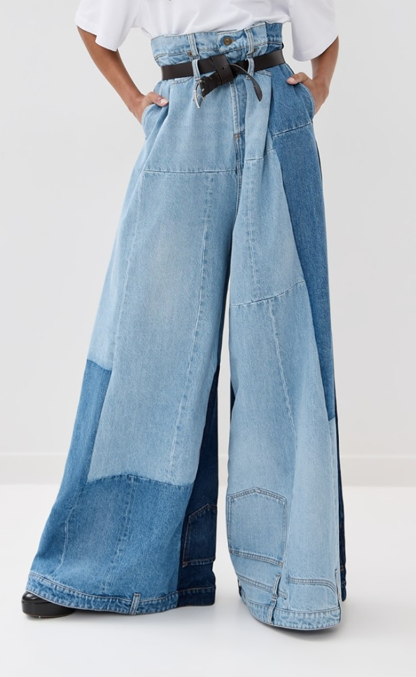WIDE LEG DENIM PANTS MID BLUE by A.W.A.K.E. MODE
