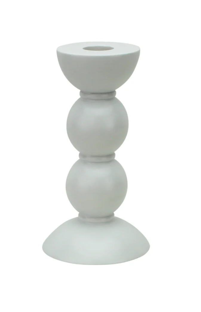 Medium White Bobbin Candlestick - 5.5 in