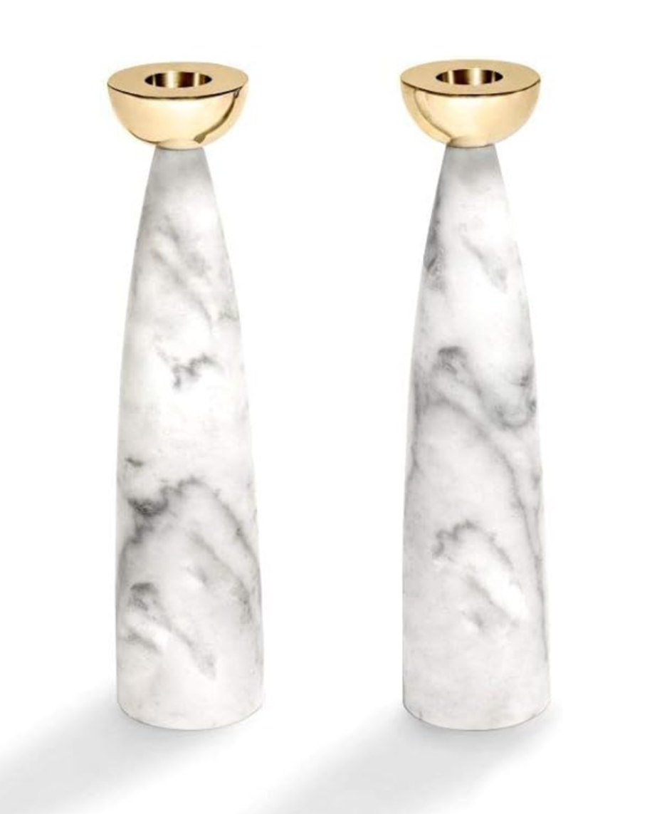 Coluna Candle Holders, Marble & Gold