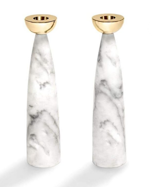 Coluna Candle Holders, Marble & Gold