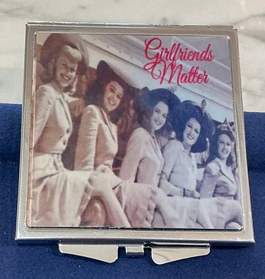Compact Mirror with Girlfriends Matter w/Hats - Small, All Metal    *Exclusive to Code Blue*