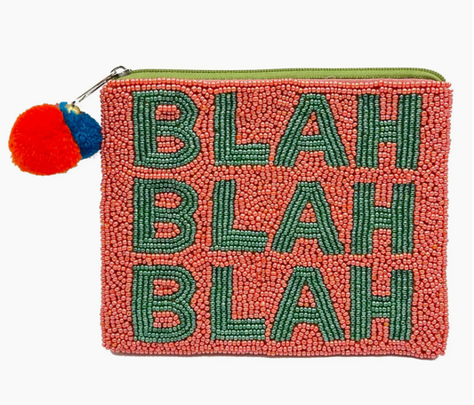 Blah Blah Blah Beaded Coin Purse