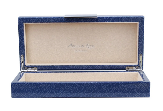 Large Blue Shagreen Lacquer Box with Gold