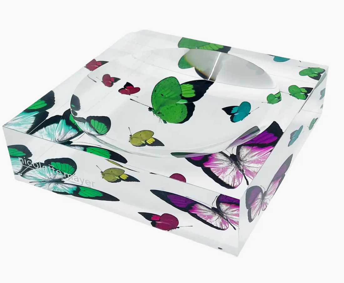 Butterflies Acrylic Catchall and Candy Dish and 6x6